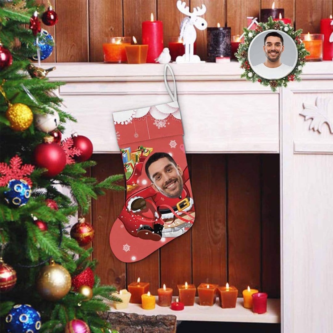 Custom 17.52in(L) Super Size-Custom Face Cute Elk Christmas Stocking - YesCustom