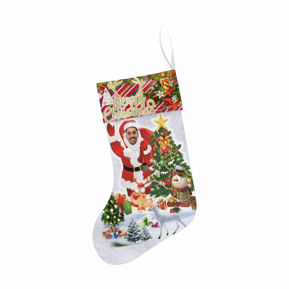 Custom 17.52in(L) Super Size-Custom Face Hello Christmas Stocking - YesCustom