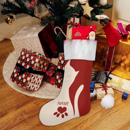 Custom 17.52in(L) Super Size-Custom Face&Name Cat Christmas Stocking - YesCustom