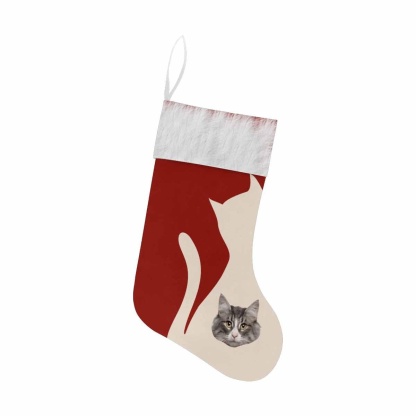 Custom 17.52in(L) Super Size-Custom Face&Name Cat Christmas Stocking - YesCustom
