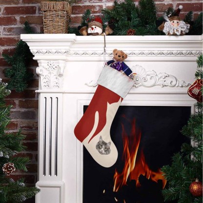 Custom 17.52in(L) Super Size-Custom Face&Name Cat Christmas Stocking - YesCustom