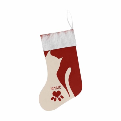 Custom 17.52in(L) Super Size-Custom Face&Name Cat Christmas Stocking - YesCustom