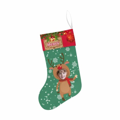 Custom 17.52in(L) Super Size-Custom Face&Name Fawn Christmas Stocking - YesCustom