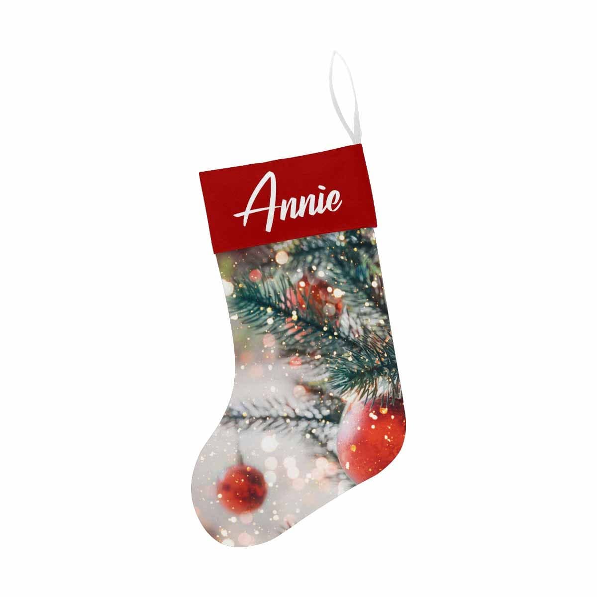 Custom 17.52in(L) Super Size-Custom Name Christmas Tree Snow Christmas Stocking - YesCustom