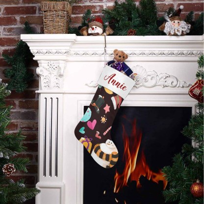 Custom 17.52in(L) Super Size-Custom Name Christmas Tree Snowman Gift Christmas Stocking - YesCustom