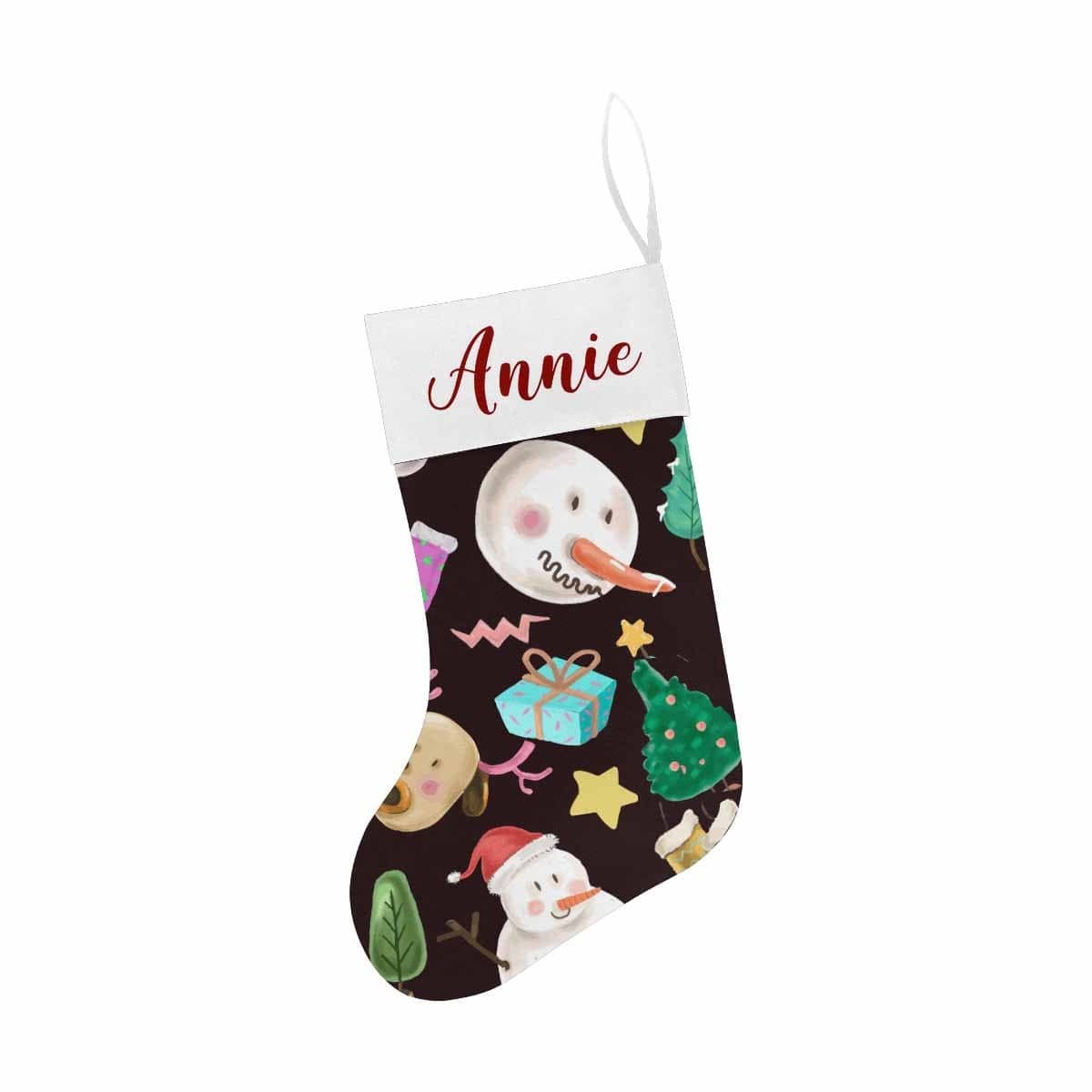 Custom 17.52in(L) Super Size-Custom Name Christmas Tree Snowman Gift Christmas Stocking - YesCustom