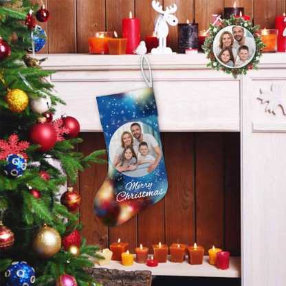 Custom 17.52in(L) Super Size-Custom Photo Christmas Family Christmas Stocking - YesCustom
