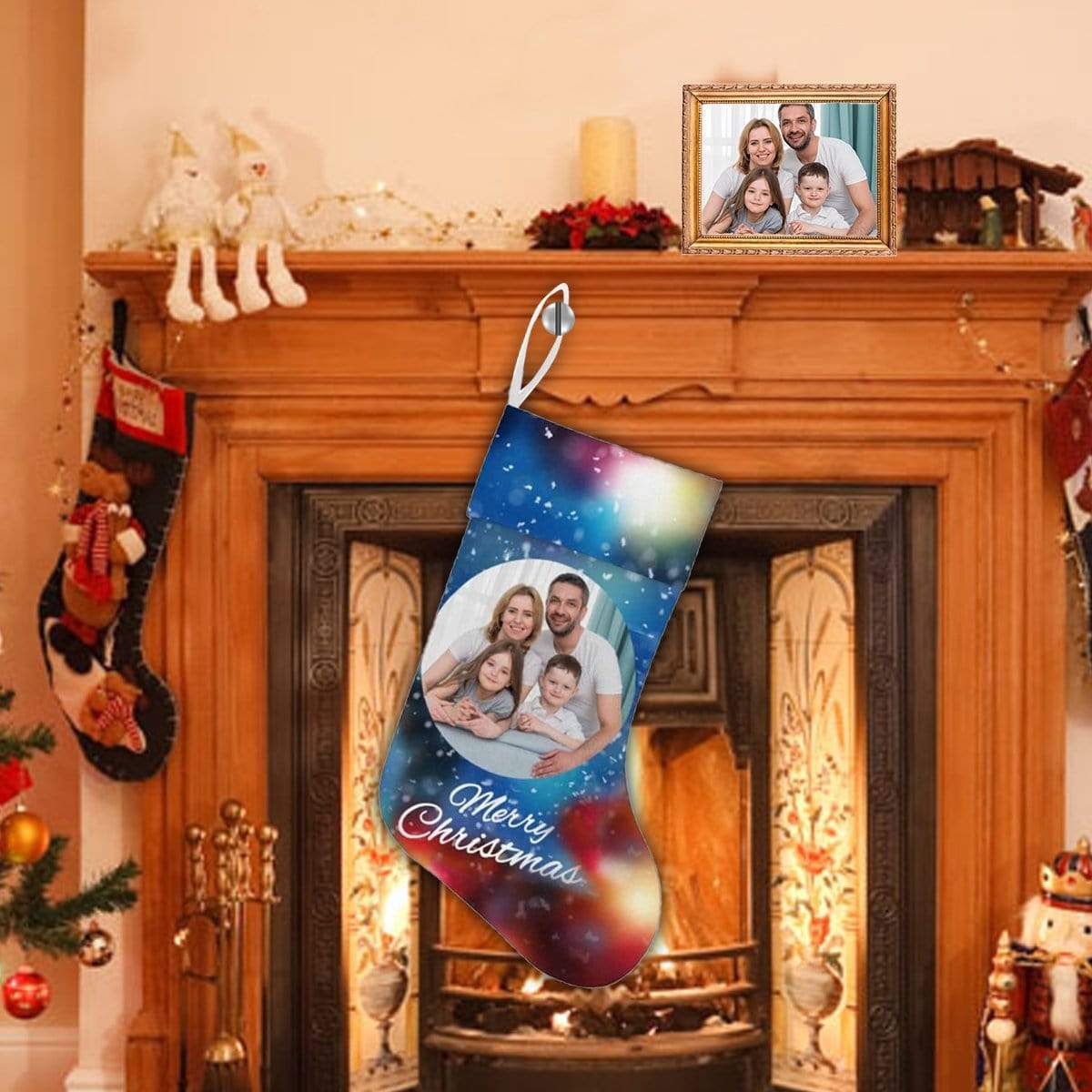 Custom 17.52in(L) Super Size-Custom Photo Christmas Family Christmas Stocking - YesCustom