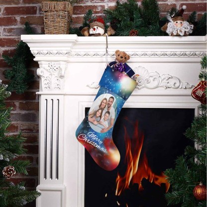Custom 17.52in(L) Super Size-Custom Photo Christmas Family Christmas Stocking - YesCustom