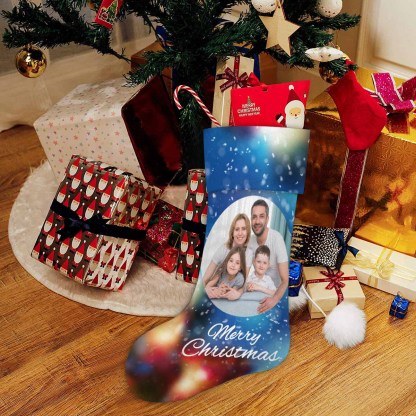 Custom 17.52in(L) Super Size-Custom Photo Christmas Family Christmas Stocking - YesCustom