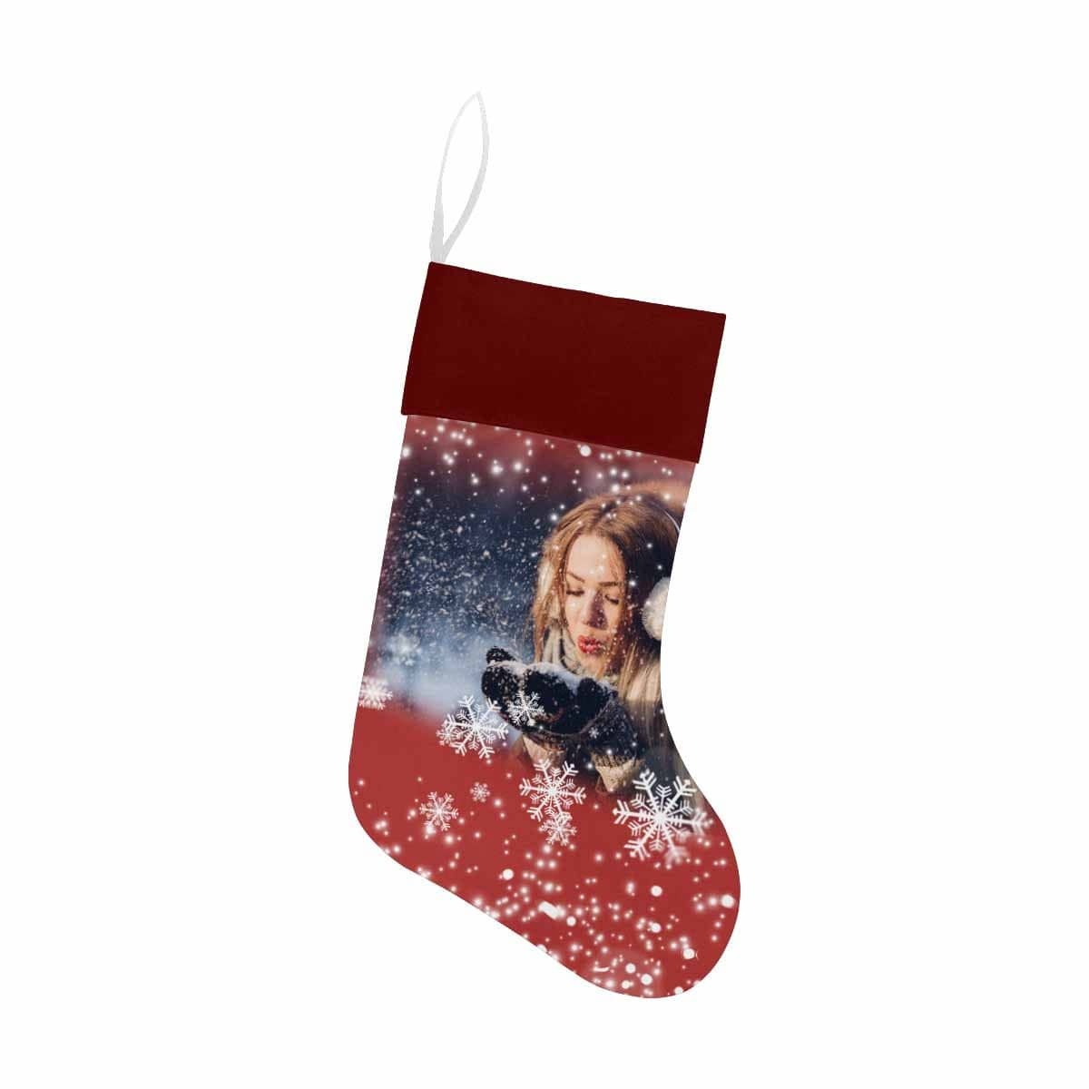 Custom 17.52in(L) Super Size-Custom Photo Christmas Snowflake Christmas Stocking - YesCustom
