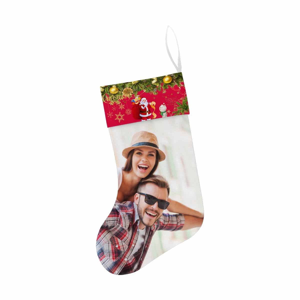 Custom 17.52in(L) Super Size-Custom Photo Couple Christmas Stocking - YesCustom