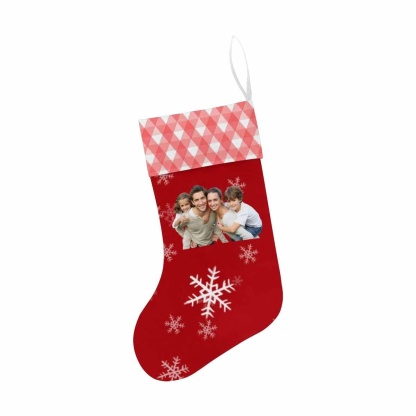Custom 17.52in(L) Super Size-Custom Photo Snow Red Christmas Stocking - YesCustom