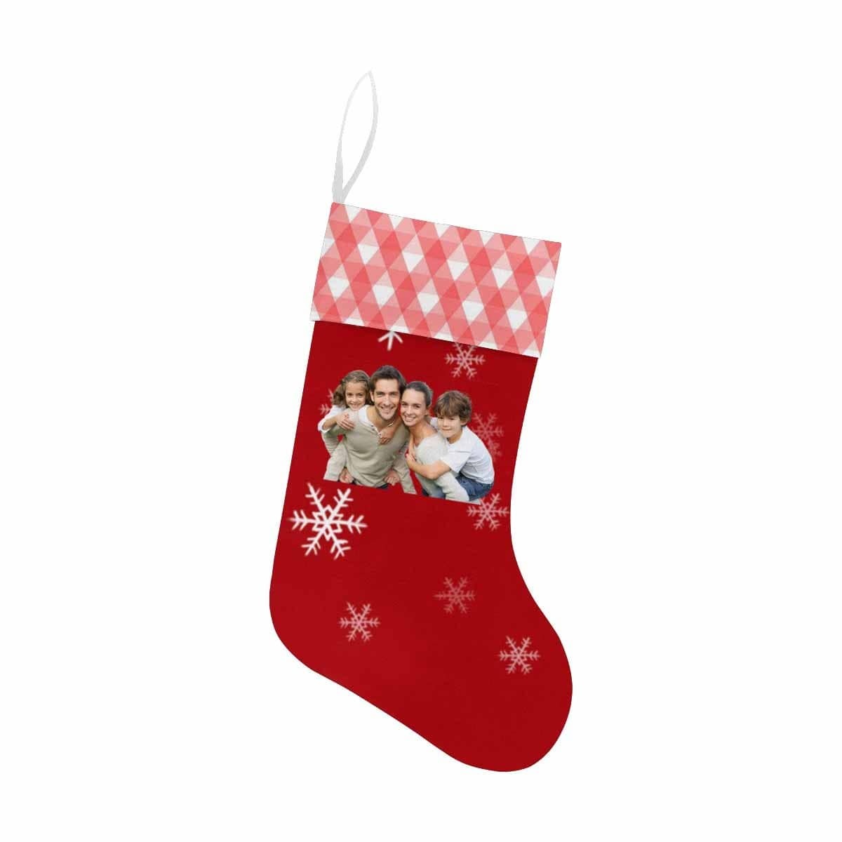 Custom 17.52in(L) Super Size-Custom Photo Snow Red Christmas Stocking - YesCustom