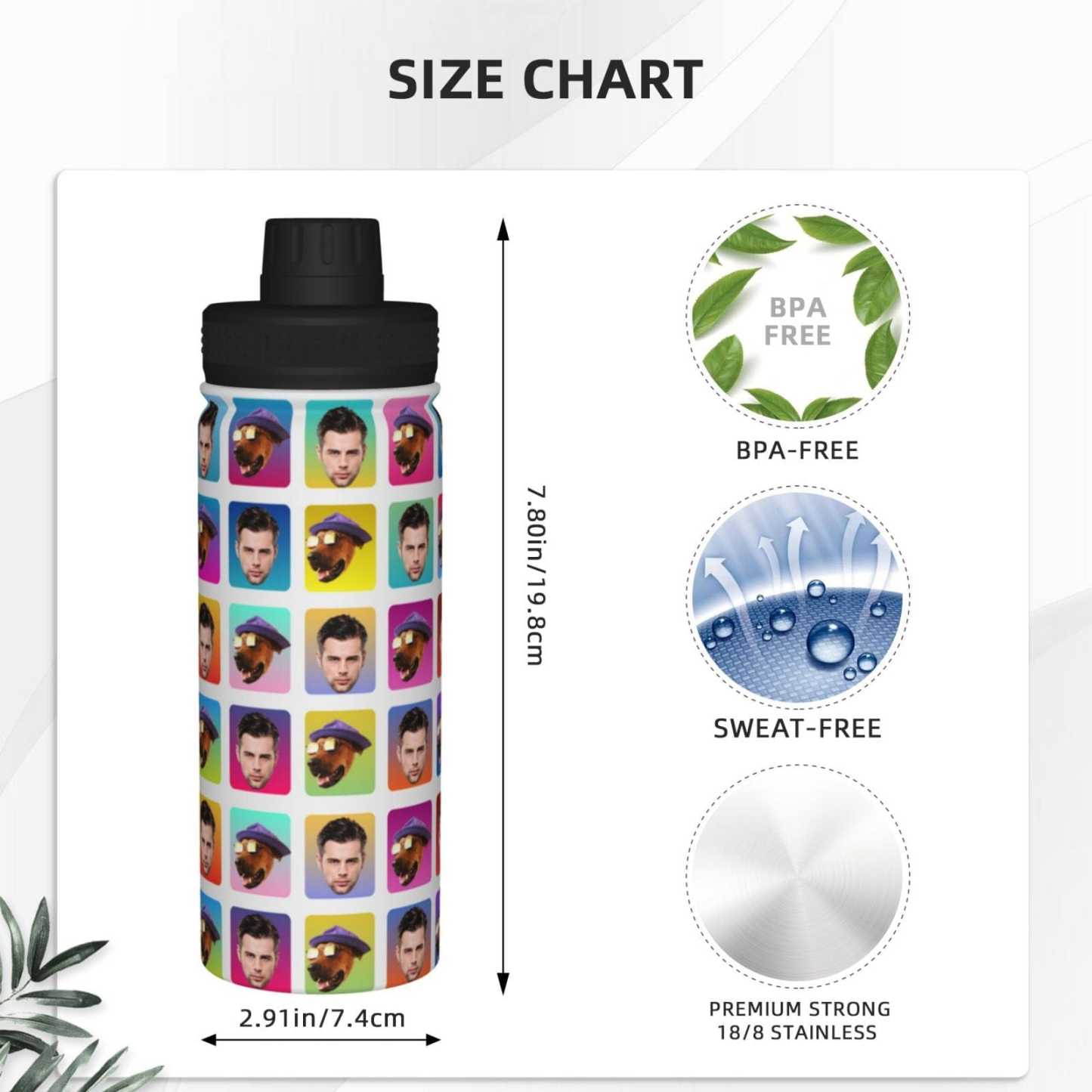 Custom 18OZ Custom Face Pet Box Sports Insulated Kettle Stainless Steel Water Bottle Personalized Photo Tumbler Sports Gifts - YesCustom