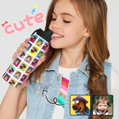 Custom 18OZ Custom Face Pet Box Sports Insulated Kettle Stainless Steel Water Bottle Personalized Photo Tumbler Sports Gifts - YesCustom