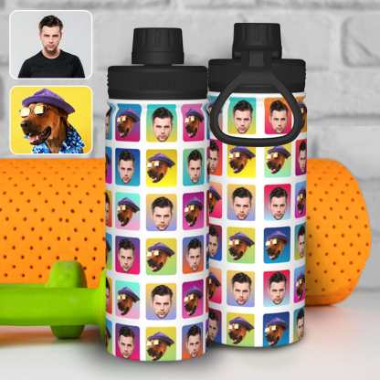 Custom 18OZ Custom Face Pet Box Sports Insulated Kettle Stainless Steel Water Bottle Personalized Photo Tumbler Sports Gifts - YesCustom