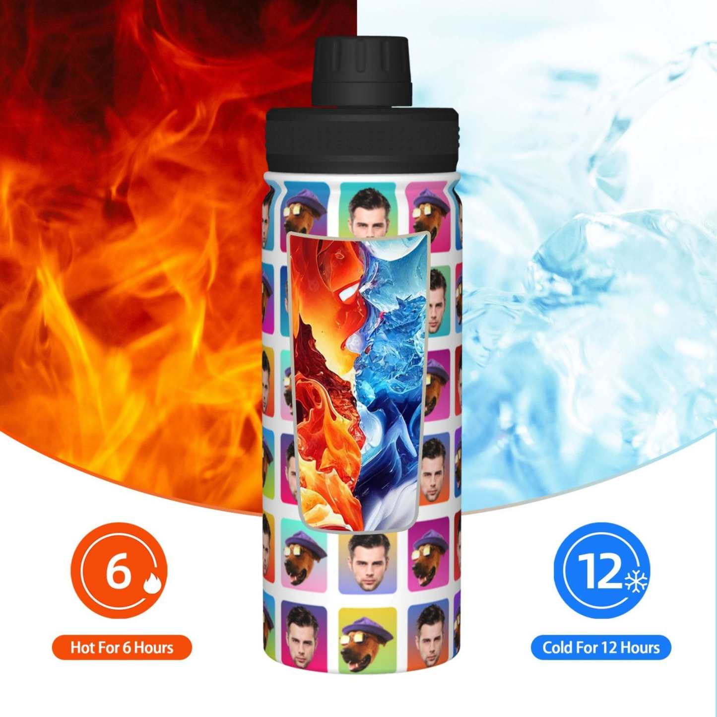 Custom 18OZ Custom Face Pet Box Sports Insulated Kettle Stainless Steel Water Bottle Personalized Photo Tumbler Sports Gifts - YesCustom