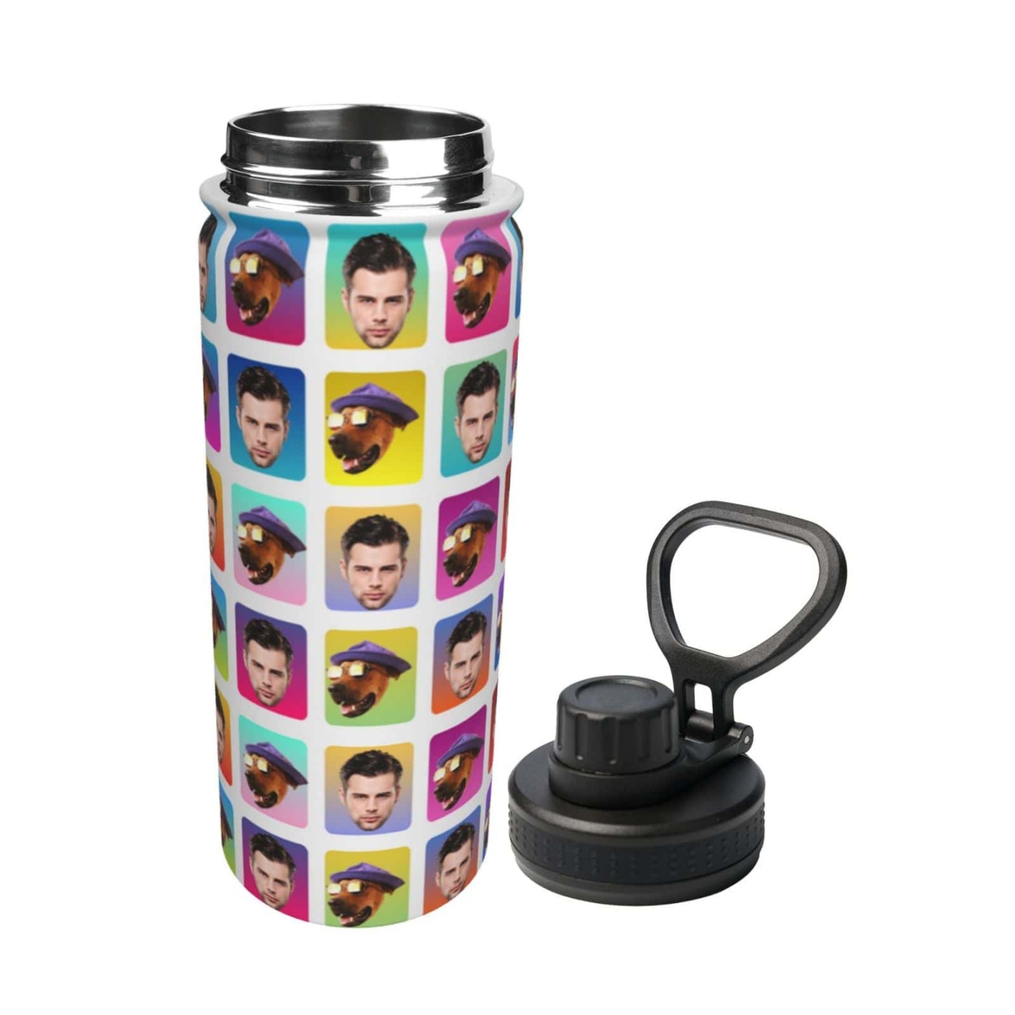 Custom 18OZ Custom Face Pet Box Sports Insulated Kettle Stainless Steel Water Bottle Personalized Photo Tumbler Sports Gifts - YesCustom