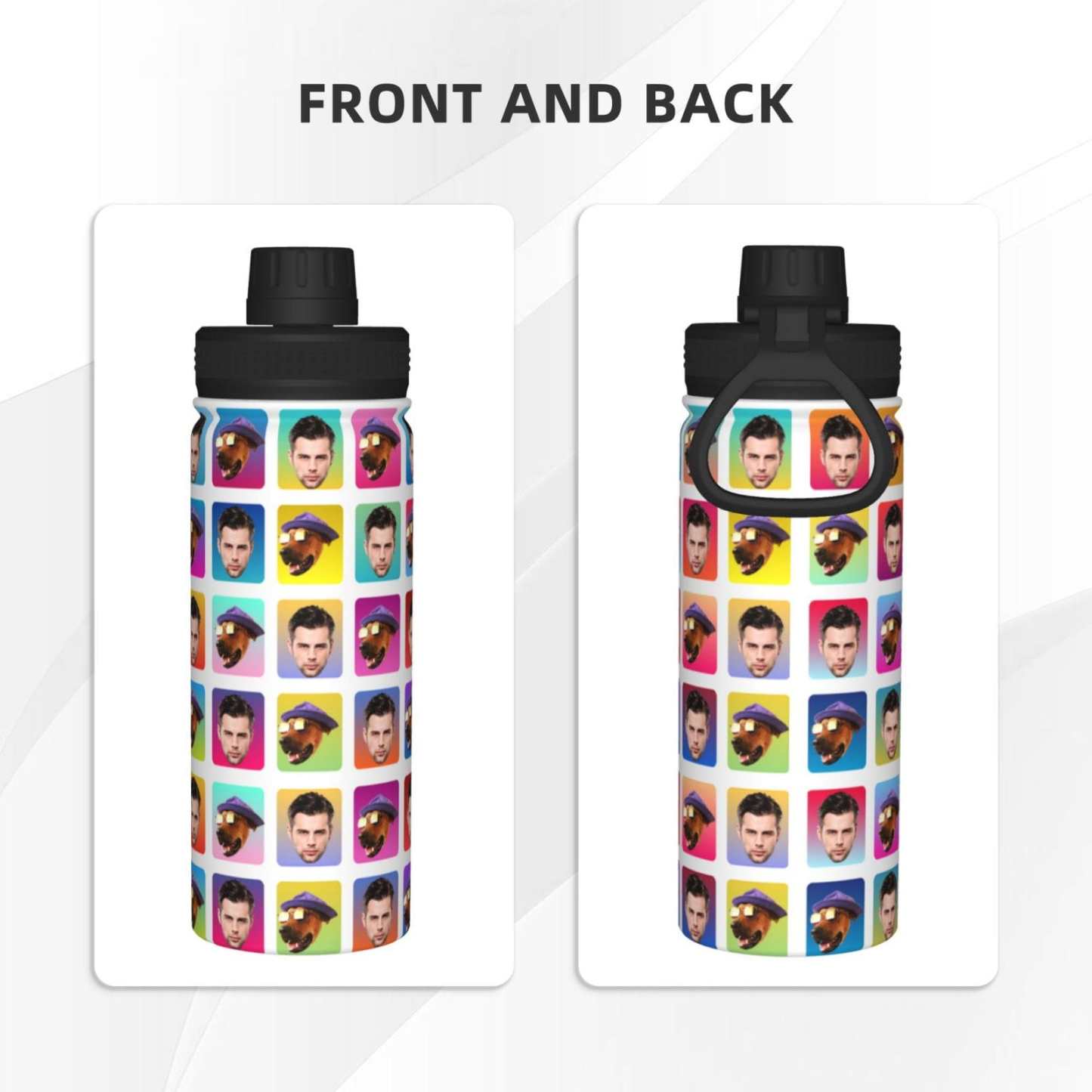 Custom 18OZ Custom Face Pet Box Sports Insulated Kettle Stainless Steel Water Bottle Personalized Photo Tumbler Sports Gifts - YesCustom