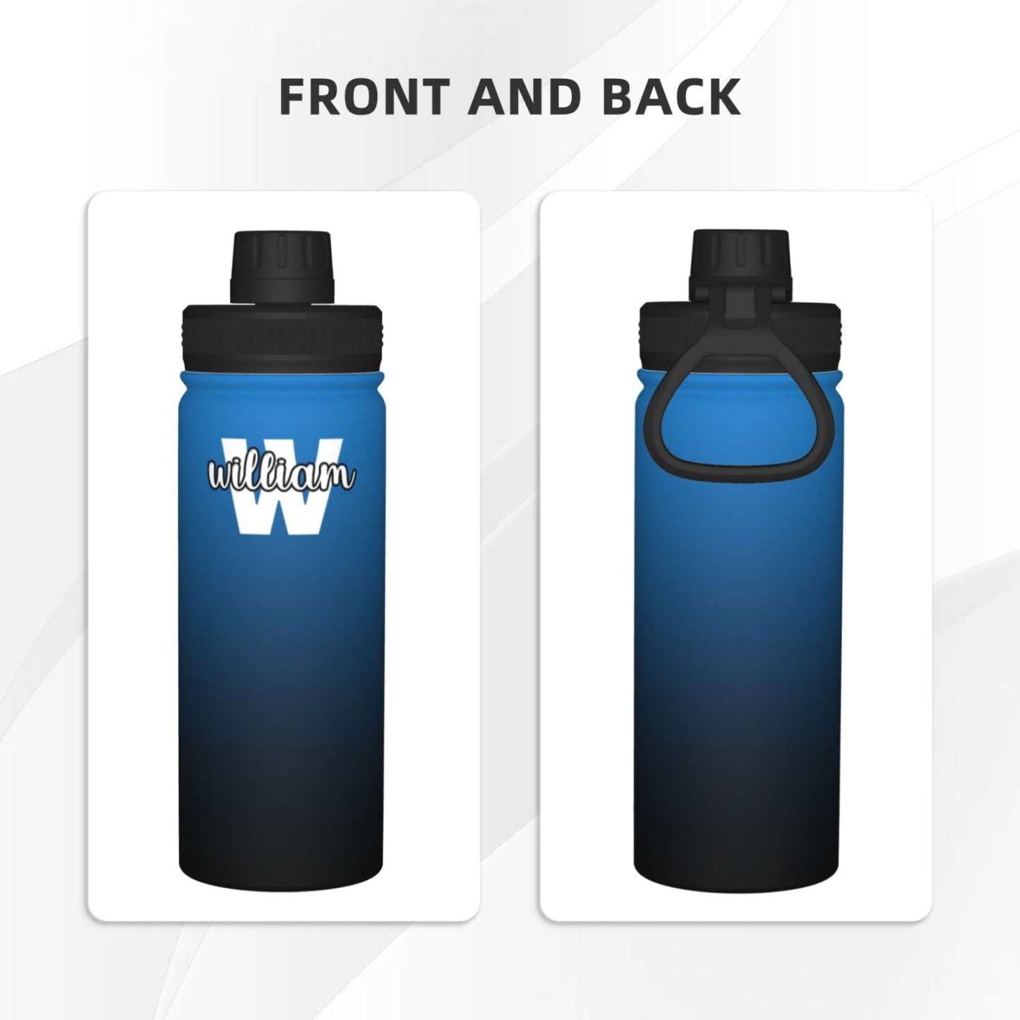 Custom 18OZ Custom Initials&Name Gradient Sports Insulated Kettle Stainless Steel Water Bottle Personalized Photo Tumbler Sports Gifts - YesCustom