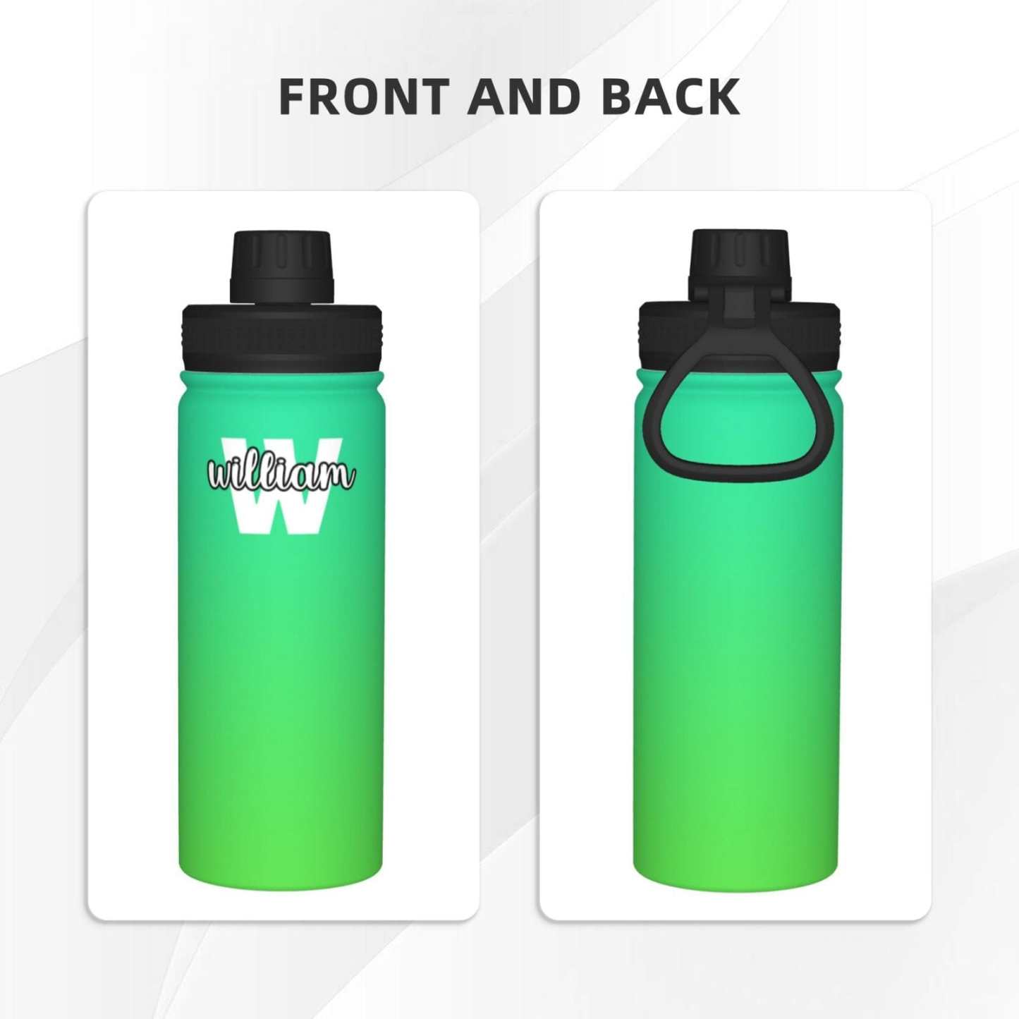 Custom 18OZ Custom Initials&Name Gradient Sports Insulated Kettle Stainless Steel Water Bottle Personalized Photo Tumbler Sports Gifts - YesCustom