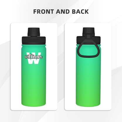Custom 18OZ Custom Initials&Name Gradient Sports Insulated Kettle Stainless Steel Water Bottle Personalized Photo Tumbler Sports Gifts - YesCustom
