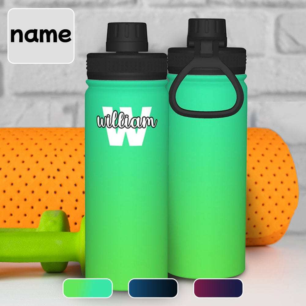 Custom 18OZ Custom Initials&Name Gradient Sports Insulated Kettle Stainless Steel Water Bottle Personalized Photo Tumbler Sports Gifts - YesCustom