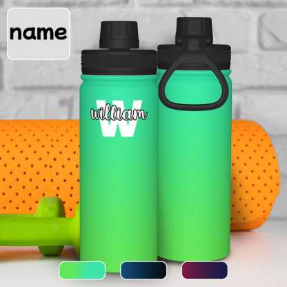 Custom 18OZ Custom Initials&Name Gradient Sports Insulated Kettle Stainless Steel Water Bottle Personalized Photo Tumbler Sports Gifts - YesCustom