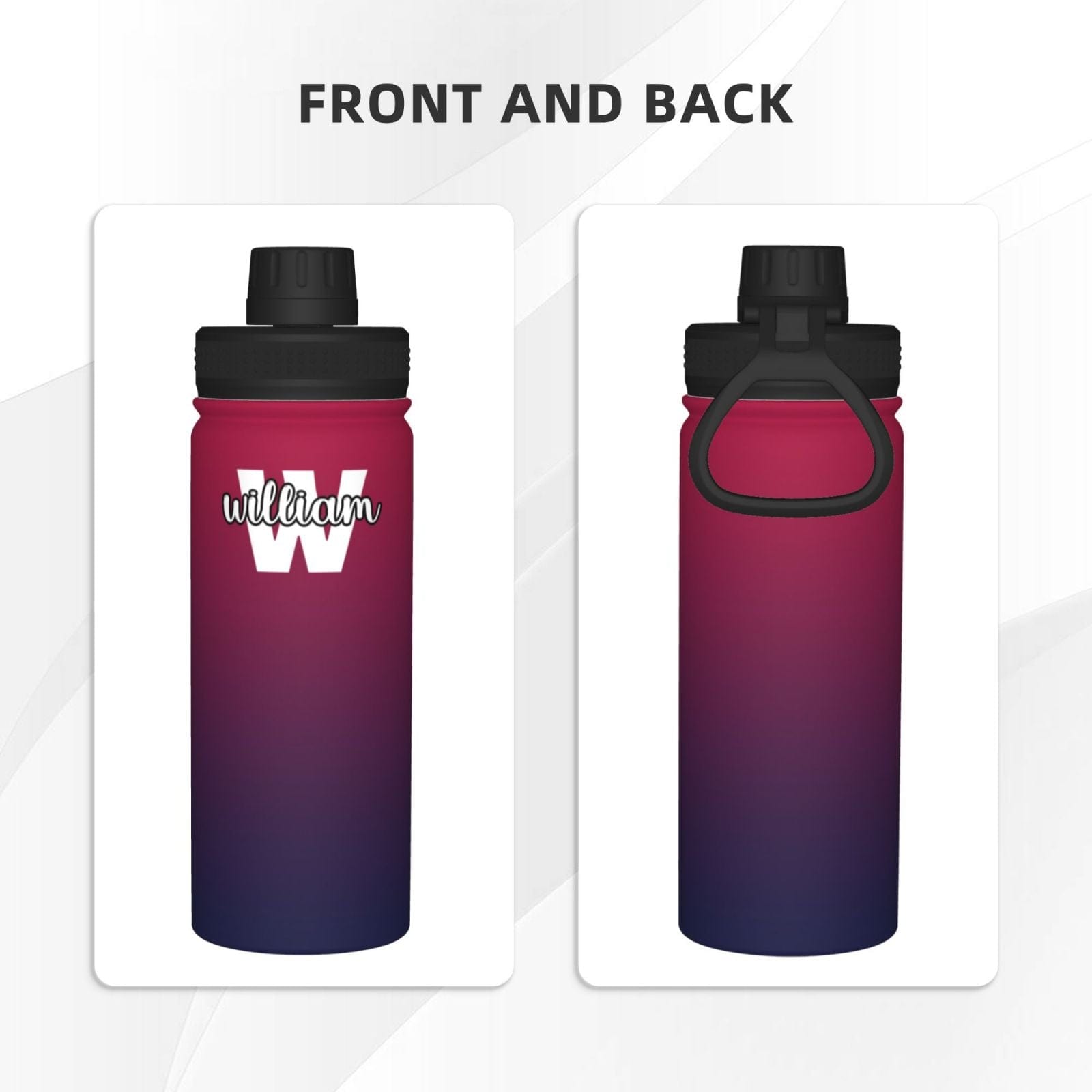 Custom 18OZ Custom Initials&Name Gradient Sports Insulated Kettle Stainless Steel Water Bottle Personalized Photo Tumbler Sports Gifts - YesCustom