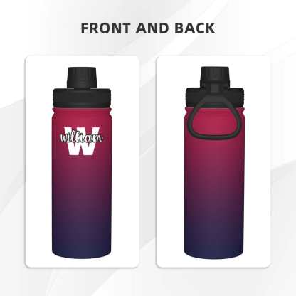 Custom 18OZ Custom Initials&Name Gradient Sports Insulated Kettle Stainless Steel Water Bottle Personalized Photo Tumbler Sports Gifts - YesCustom