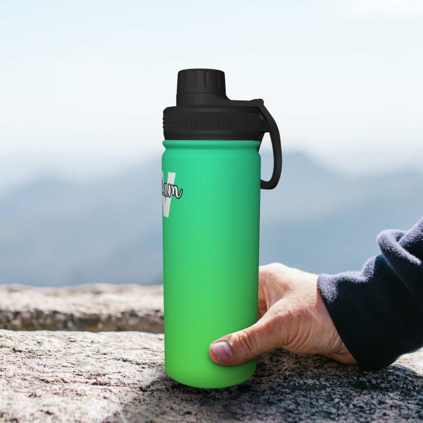 Custom 18OZ Custom Initials&Name Gradient Sports Insulated Kettle Stainless Steel Water Bottle Personalized Photo Tumbler Sports Gifts - YesCustom