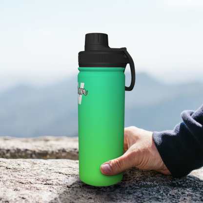 Custom 18OZ Custom Initials&Name Gradient Sports Insulated Kettle Stainless Steel Water Bottle Personalized Photo Tumbler Sports Gifts - YesCustom