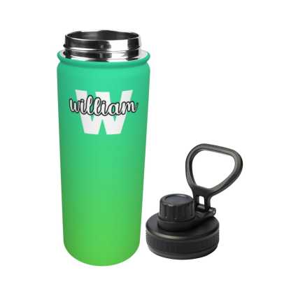 Custom 18OZ Custom Initials&Name Gradient Sports Insulated Kettle Stainless Steel Water Bottle Personalized Photo Tumbler Sports Gifts - YesCustom