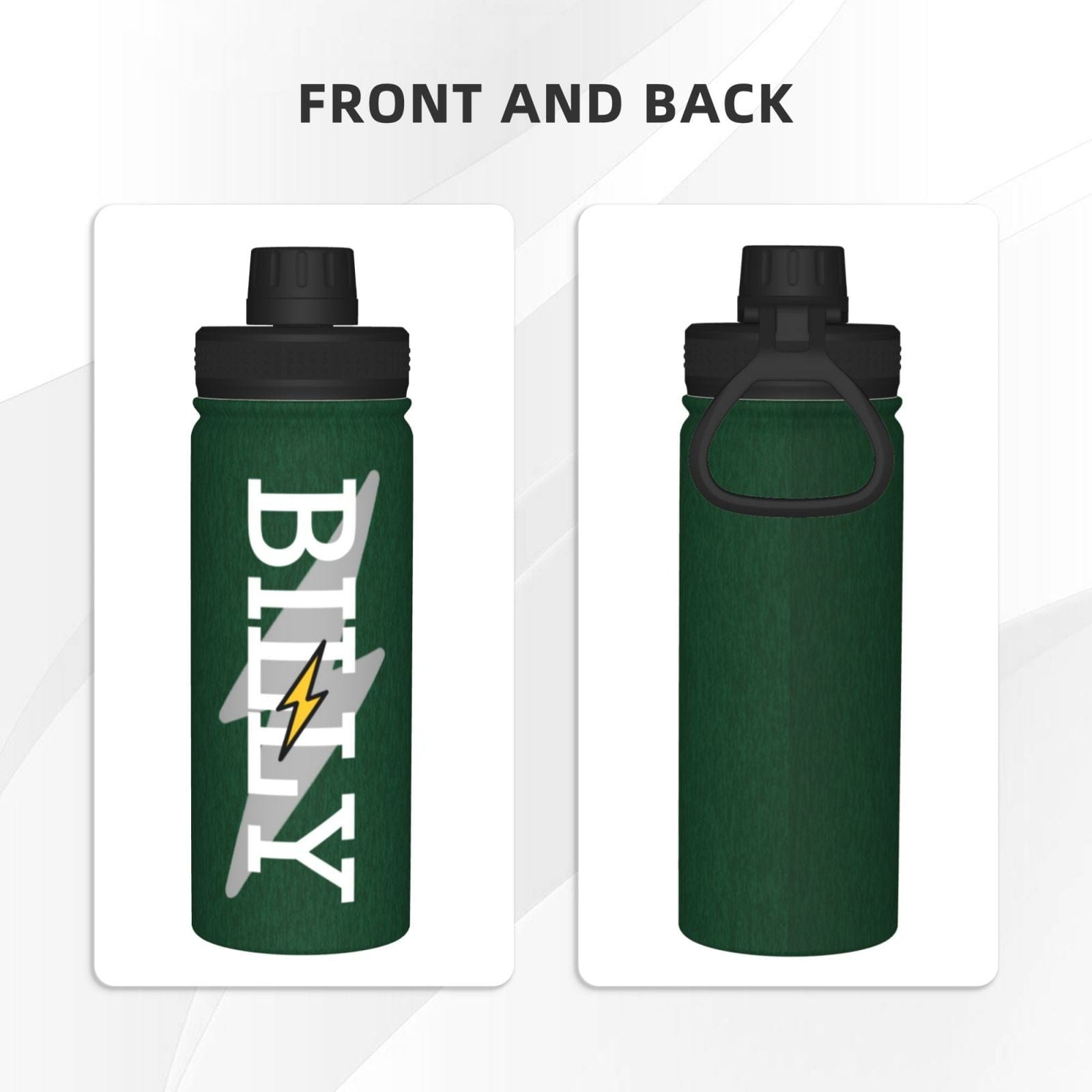 Custom 18OZ Custom Name lightning Green Sports Insulated Kettle Stainless Steel Water Bottle Personalized Photo Tumbler Sports Gifts - YesCustom