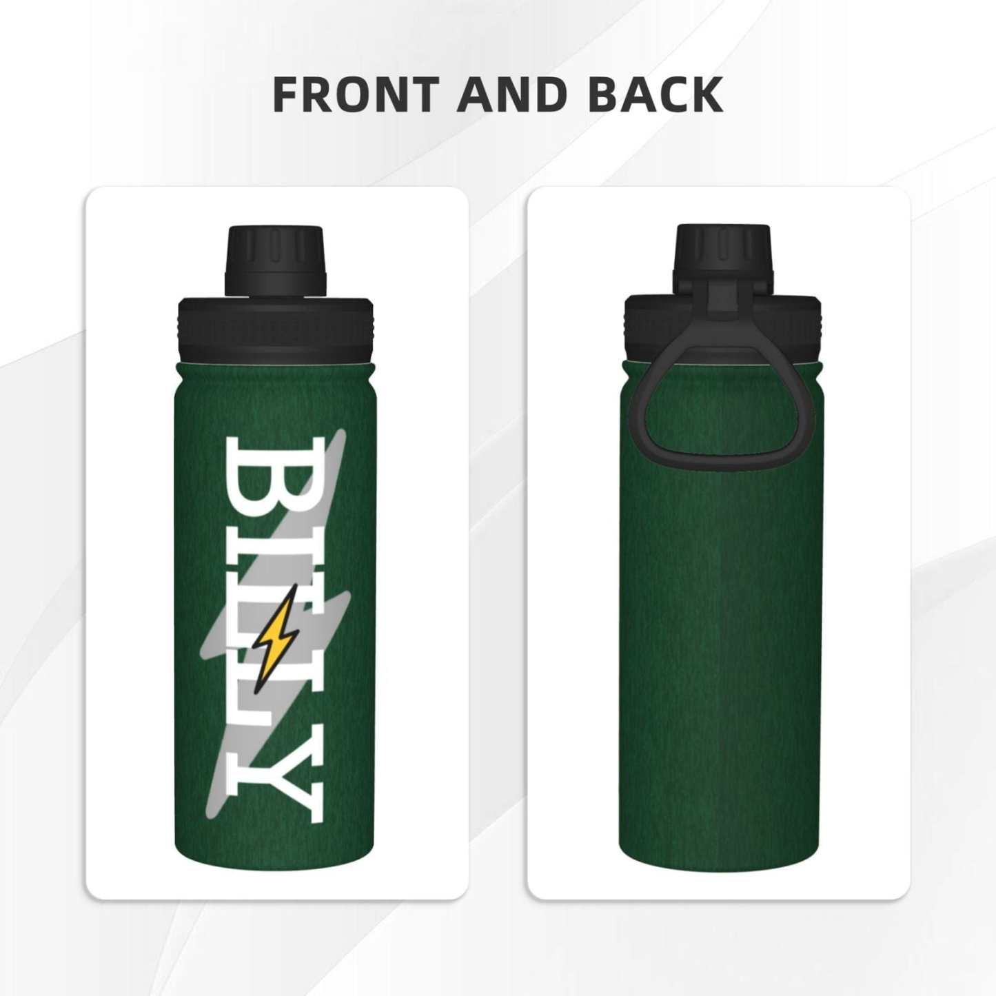 Custom 18OZ Custom Name lightning Green Sports Insulated Kettle Stainless Steel Water Bottle Personalized Photo Tumbler Sports Gifts - YesCustom