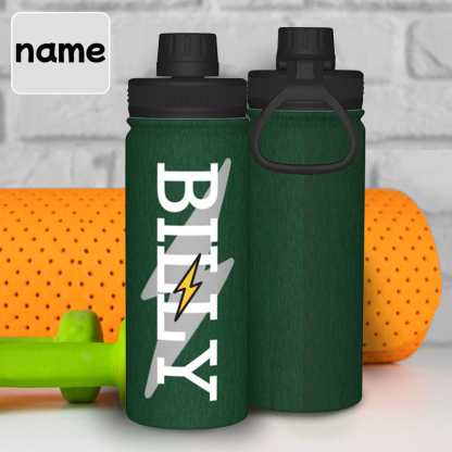 Custom 18OZ Custom Name lightning Green Sports Insulated Kettle Stainless Steel Water Bottle Personalized Photo Tumbler Sports Gifts - YesCustom