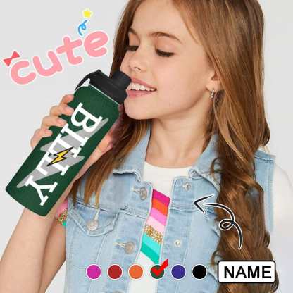 Custom 18OZ Custom Name lightning Green Sports Insulated Kettle Stainless Steel Water Bottle Personalized Photo Tumbler Sports Gifts - YesCustom