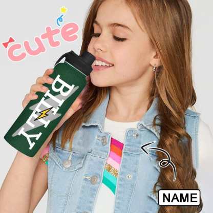 Custom 18OZ Custom Name lightning Green Sports Insulated Kettle Stainless Steel Water Bottle Personalized Photo Tumbler Sports Gifts - YesCustom