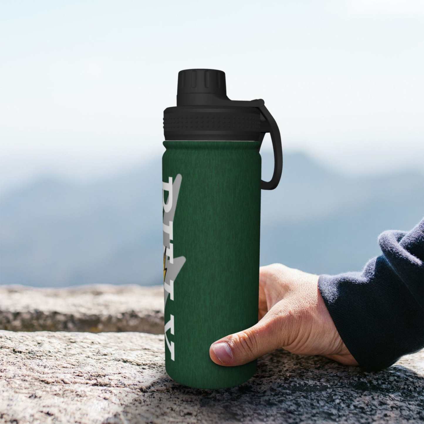 Custom 18OZ Custom Name lightning Green Sports Insulated Kettle Stainless Steel Water Bottle Personalized Photo Tumbler Sports Gifts - YesCustom