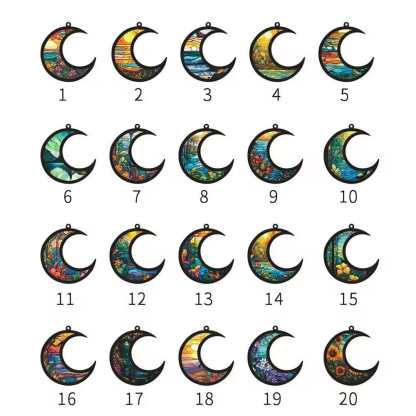 Custom 1PC Custom Photo&Name Stained Glass Moon Suncatchers Window Hanging - YesCustom