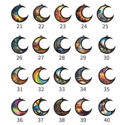 Custom 1PC Custom Photo&Name Stained Glass Moon Suncatchers Window Hanging - YesCustom