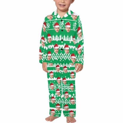 Custom #2-15Y Kid's Pajamas Custom Sleepwear with Face Personalized Christmas Pajama Set For Boys&Girls 2-15Y - YesCustom