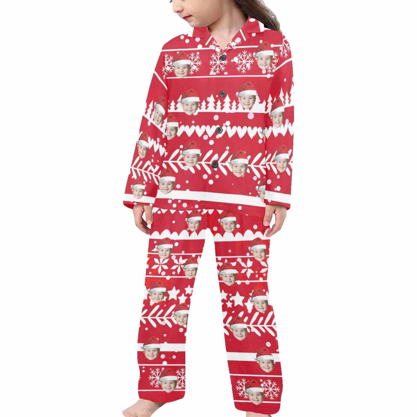 Custom #2-15Y Kid's Pajamas Custom Sleepwear with Face Personalized Christmas Pajama Set For Boys&Girls 2-15Y - YesCustom
