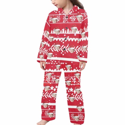 Custom #2-15Y Kid's Pajamas Custom Sleepwear with Face Personalized Christmas Pajama Set For Boys&Girls 2-15Y - YesCustom