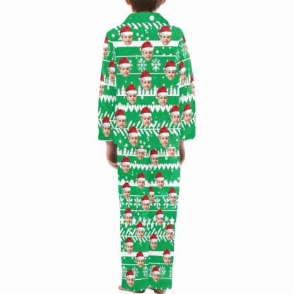 Custom #2-15Y Kid's Pajamas Custom Sleepwear with Face Personalized Christmas Pajama Set For Boys&Girls 2-15Y - YesCustom