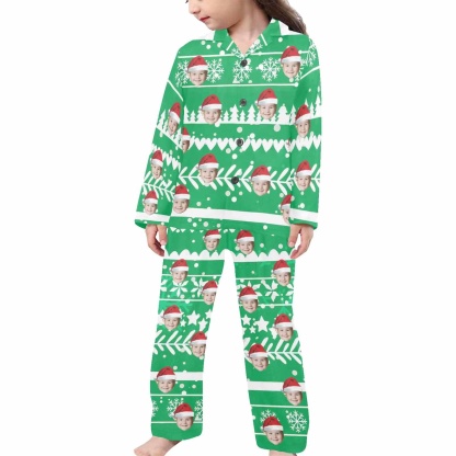 Custom #2-15Y Kid's Pajamas Custom Sleepwear with Face Personalized Christmas Pajama Set For Boys&Girls 2-15Y - YesCustom