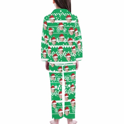 Custom #2-15Y Kid's Pajamas Custom Sleepwear with Face Personalized Christmas Pajama Set For Boys&Girls 2-15Y - YesCustom