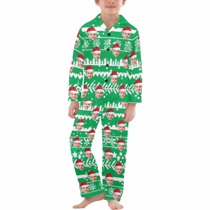 Custom #2-15Y Kid's Pajamas Custom Sleepwear with Face Personalized Christmas Pajama Set For Boys&Girls 2-15Y - YesCustom