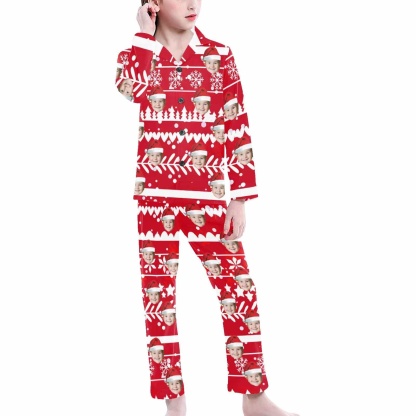 Custom #2-15Y Kid's Pajamas Custom Sleepwear with Face Personalized Christmas Pajama Set For Boys&Girls 2-15Y - YesCustom